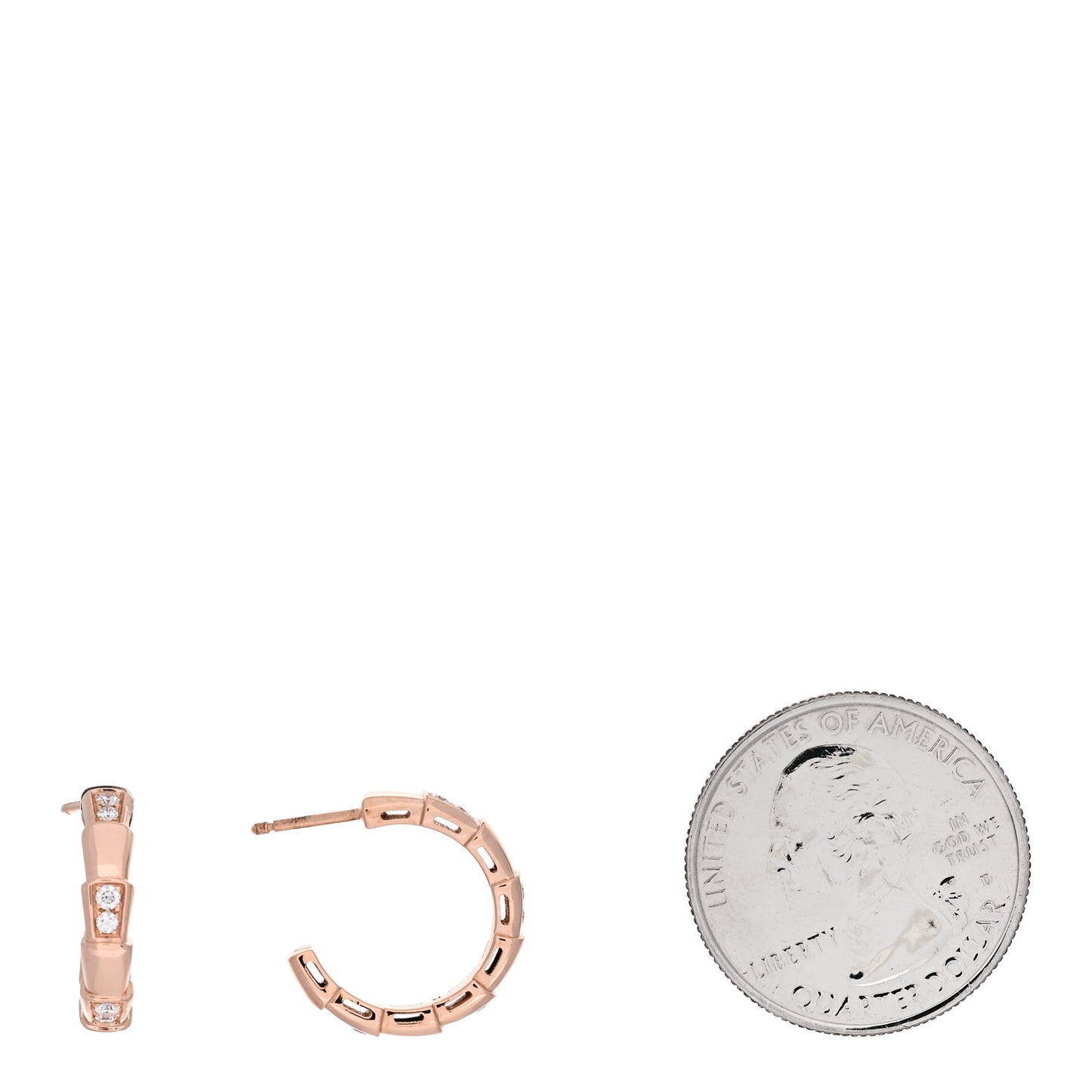18K Rose Gold Diamond Serpenti Viper Hoop Earrings