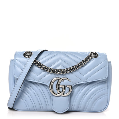 Gucci Calfskin Matelasse Small GG Marmont Shoulder Bag Porcelain Light Blue 1 of 10