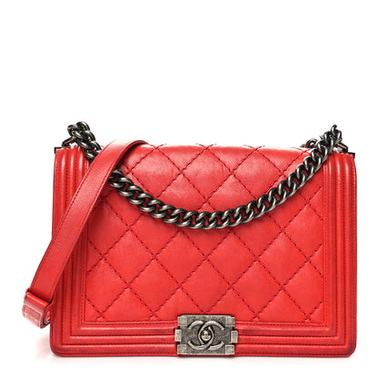 Chanel Calfskin Double Stitch New Medium Boy Flap Red 1 of 16