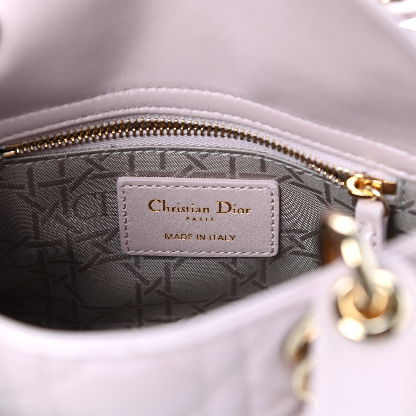 Metallic Lambskin Cannage Mini Lady Dior Lotus