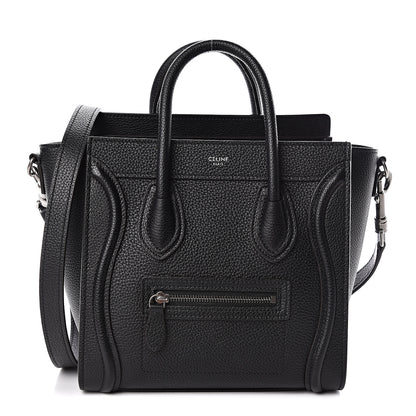 Celine Drummed Calfskin Nano Luggage Black 1 of 9