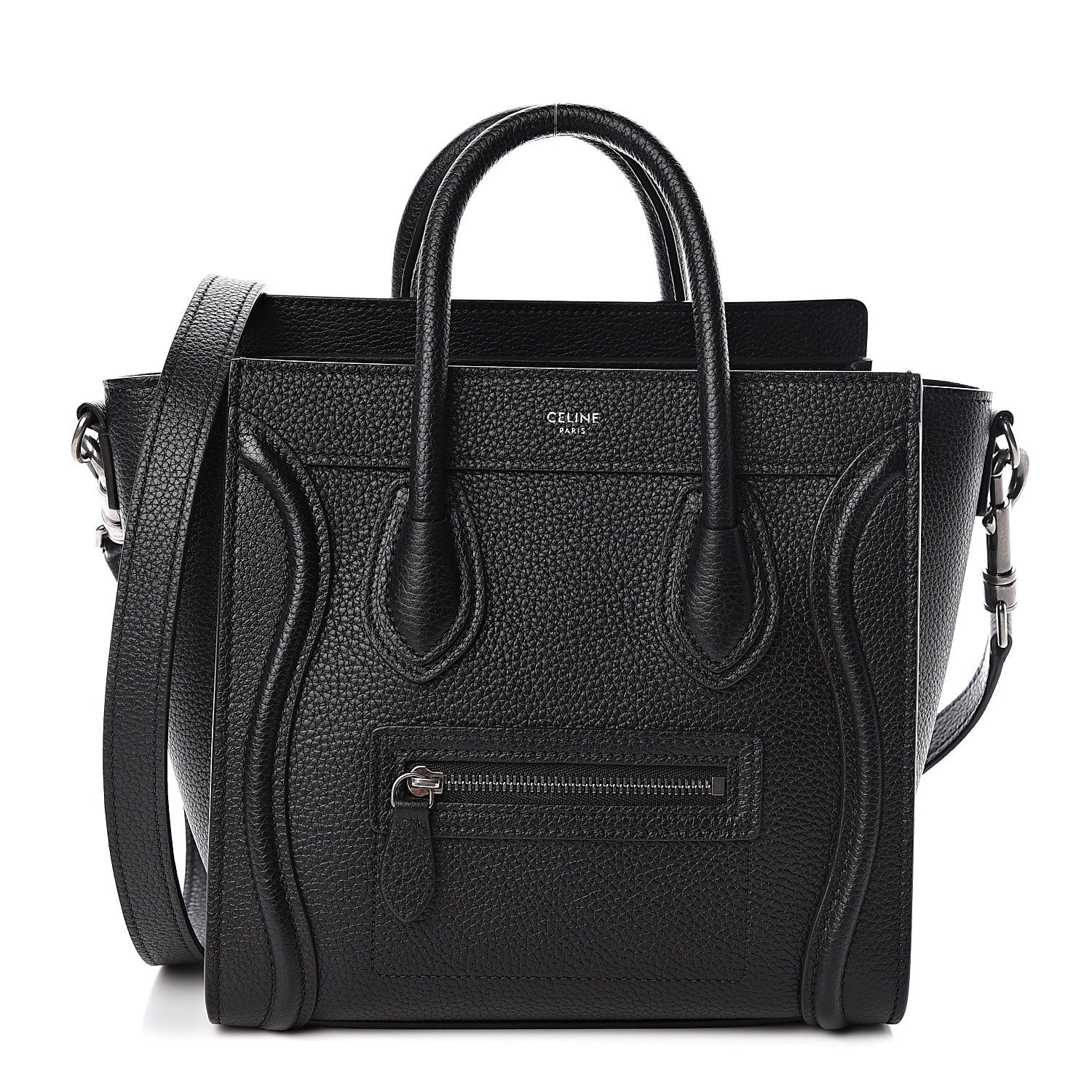 Celine Drummed Calfskin Nano Luggage Black 1 of 9