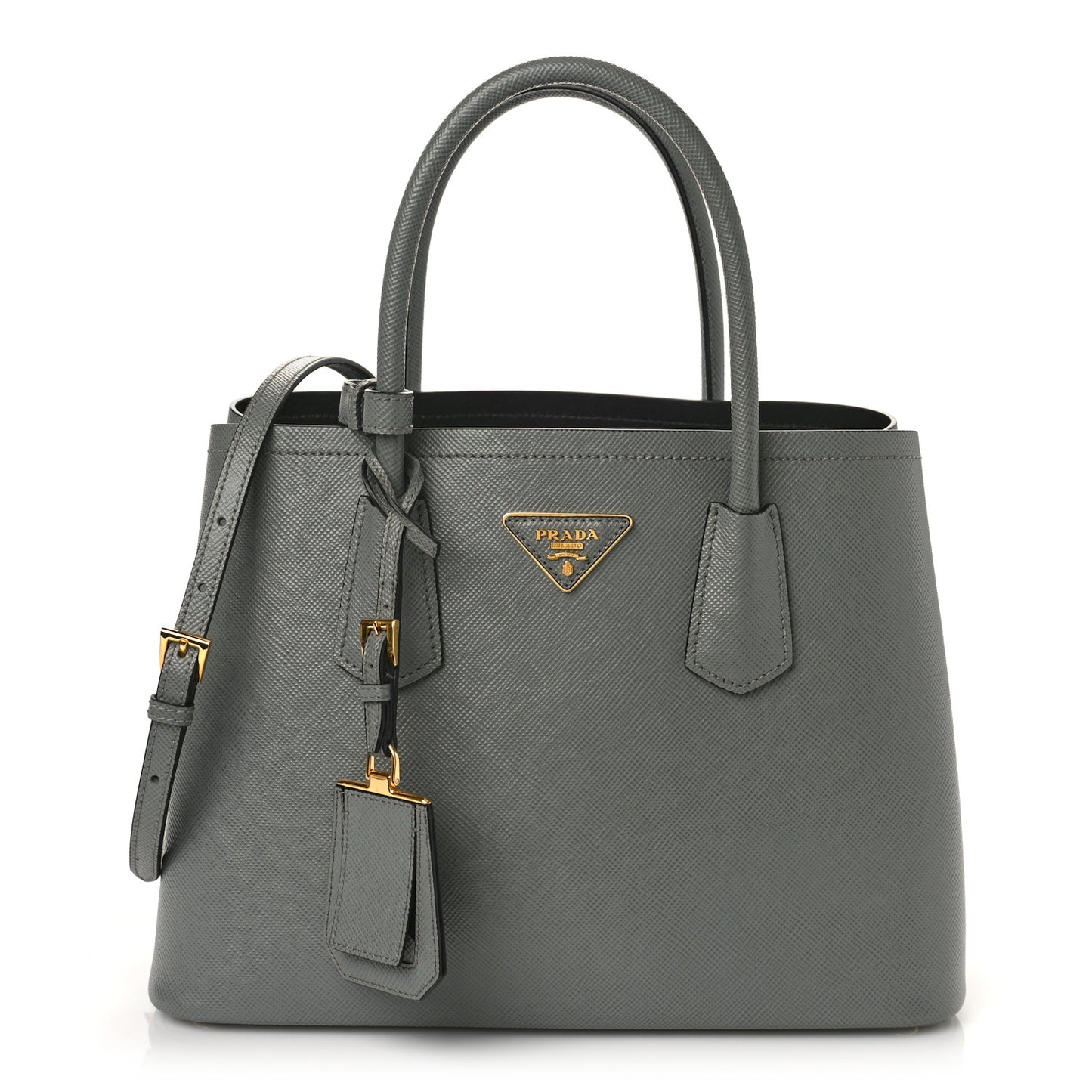 Saffiano Cuir Small Double Bag Ardesia Black