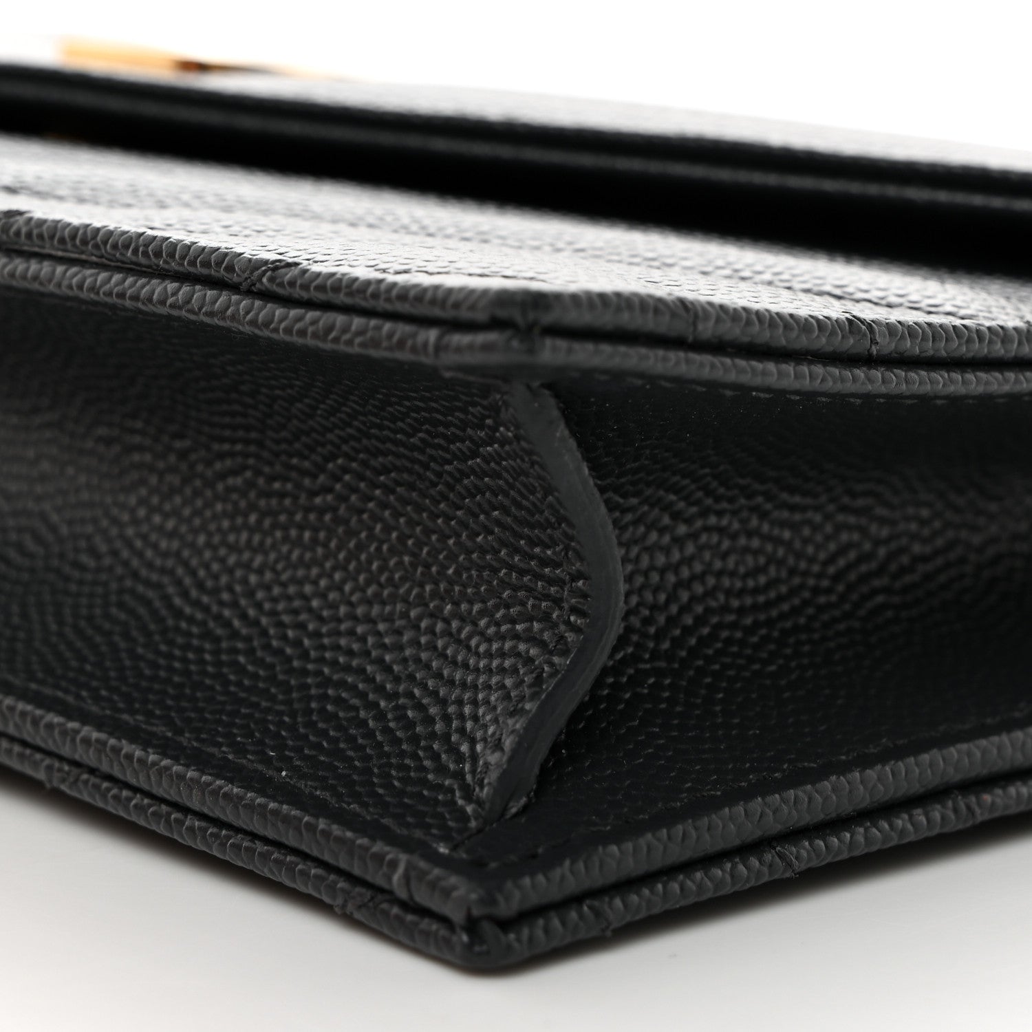Saint Laurent Grain De Poudre Matelasse Chevron Monogram Envelope Chain Wallet Dark Smog 10 of 10