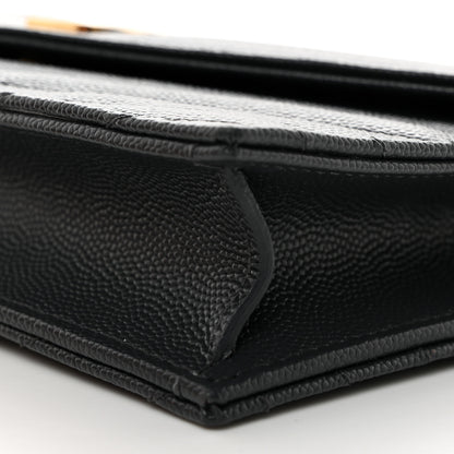 Saint Laurent Grain De Poudre Matelasse Chevron Monogram Envelope Chain Wallet Dark Smog 10 of 10