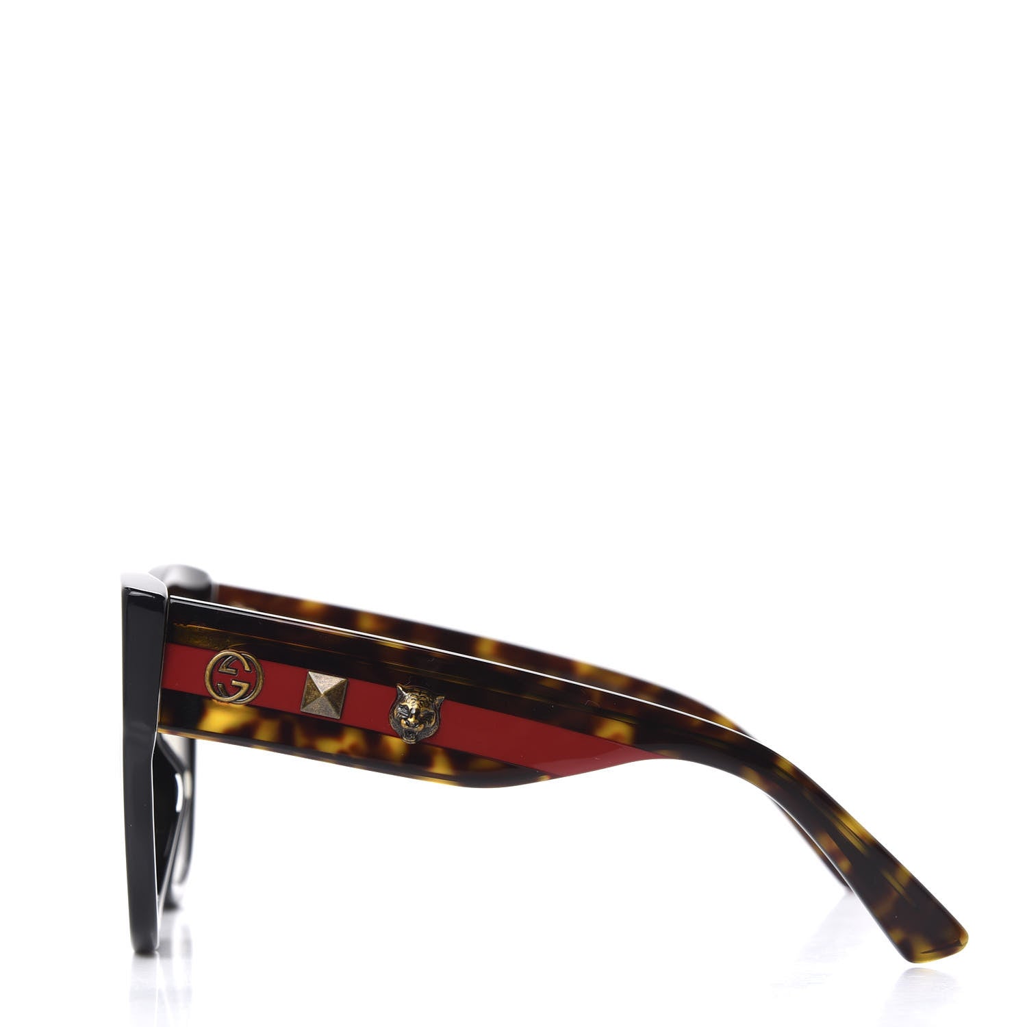 Gucci Acetate Square Frame Web Sunglasses GG0059S Black Tortoise 3 of 8