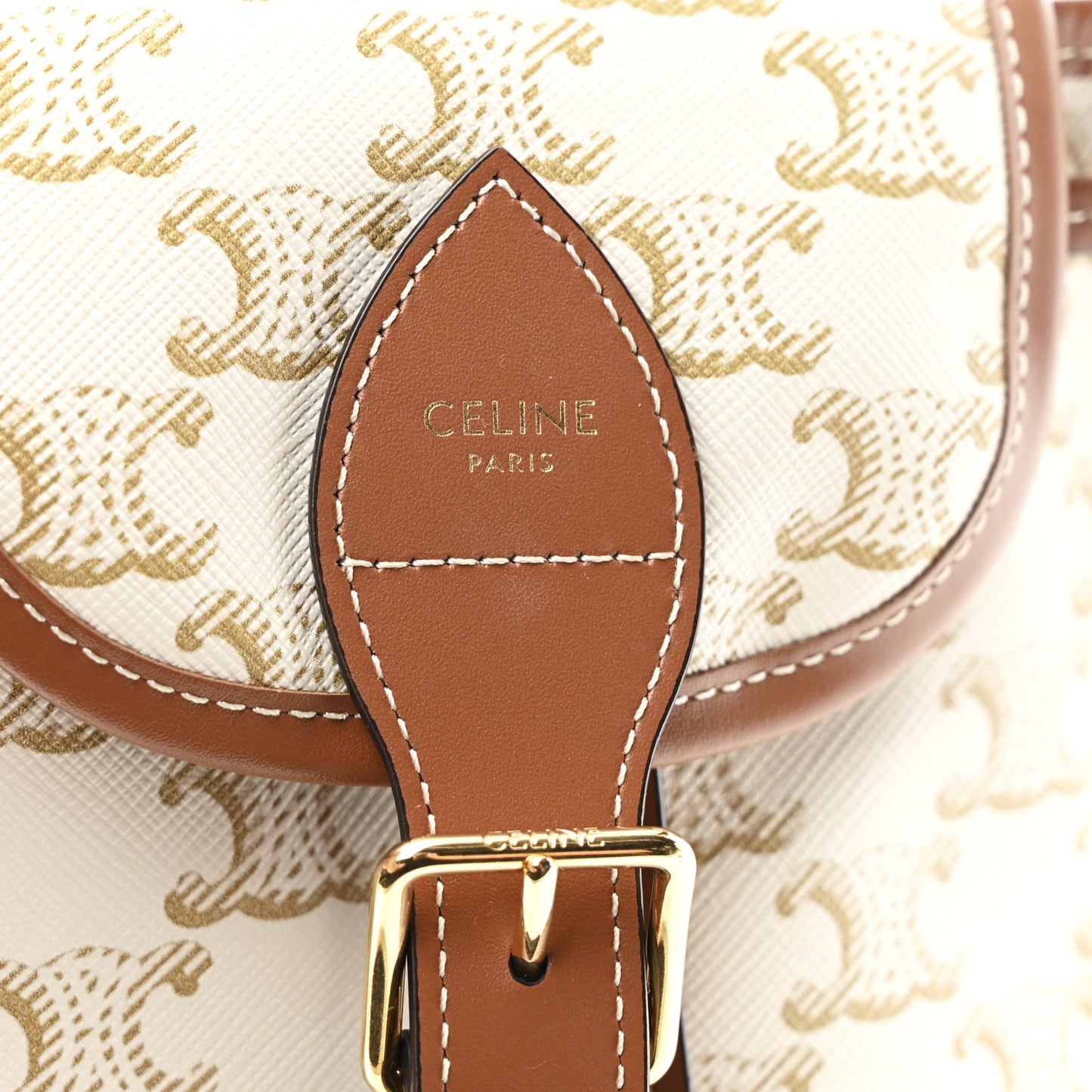 Triomphe Canvas Calfskin Mini Folco Backpack White