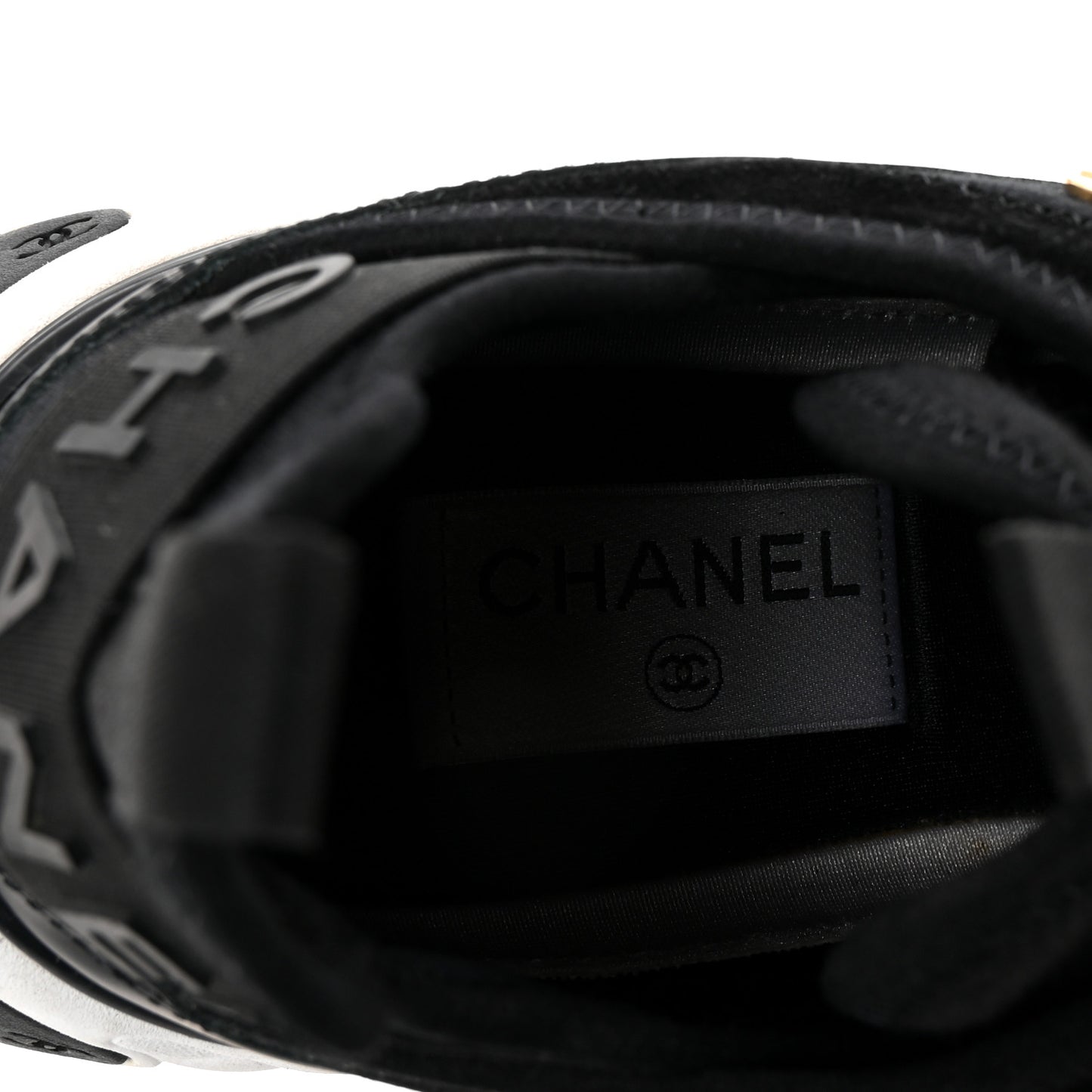 Velvet Calfskin Mixed Fibers CC Sneakers 38.5 Black