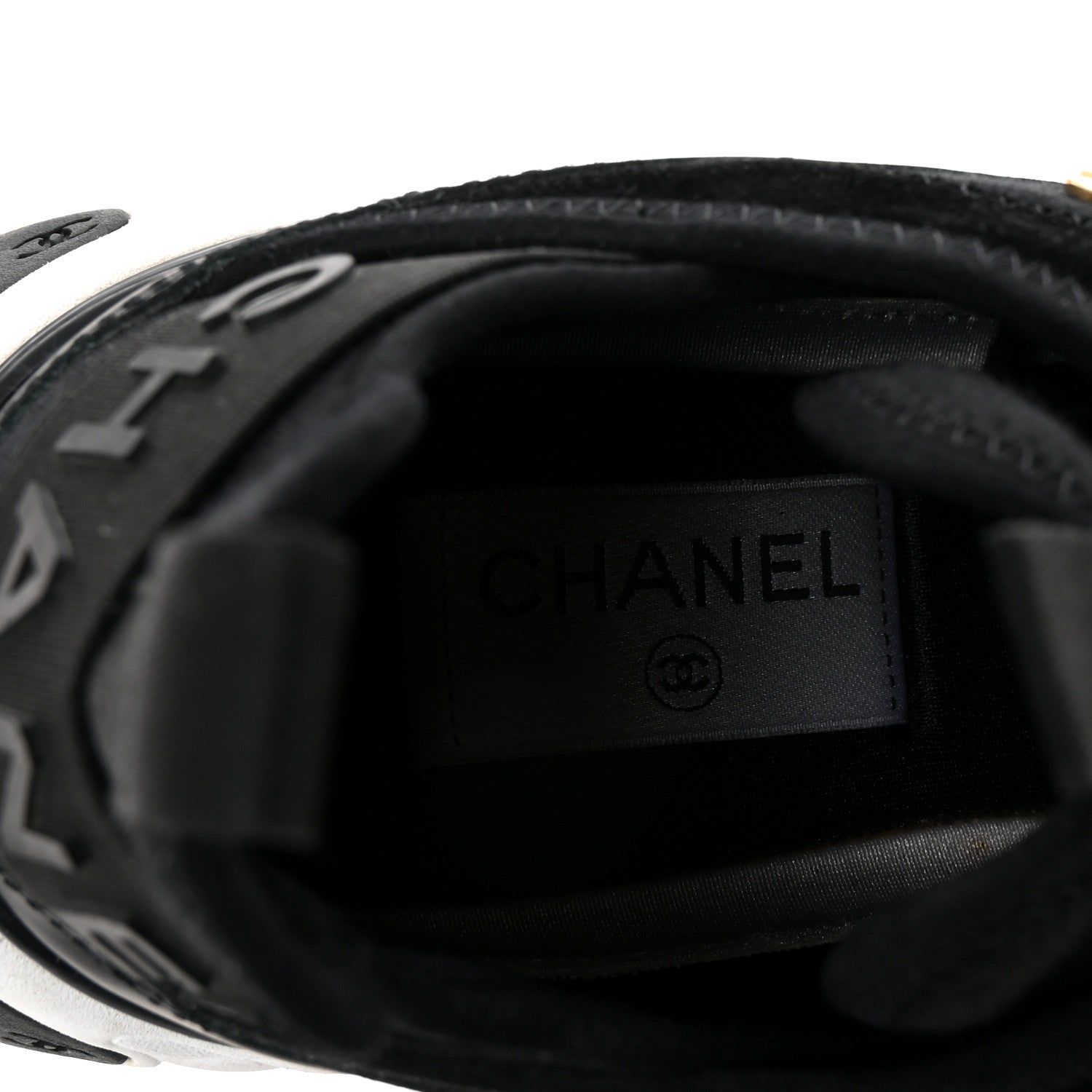 Chanel Velvet Calfskin Mixed Fibers CC Sneakers 38.5 Black 8 of 9