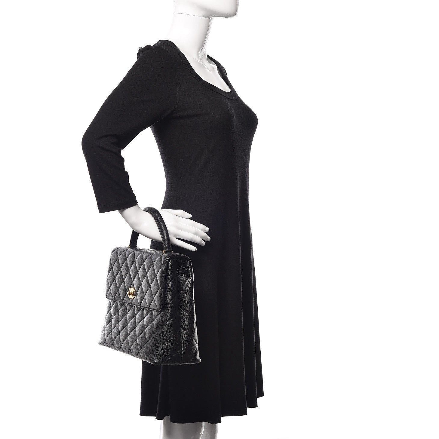 Chanel Caviar Quilted Jumbo Kelly Flap Black 2 of 12