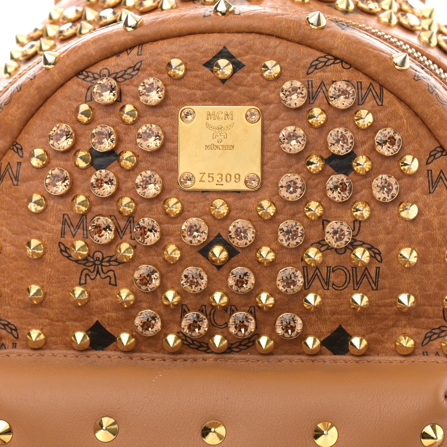 Visetos Swarovski Mini Stark Diamond Backpack Cognac
