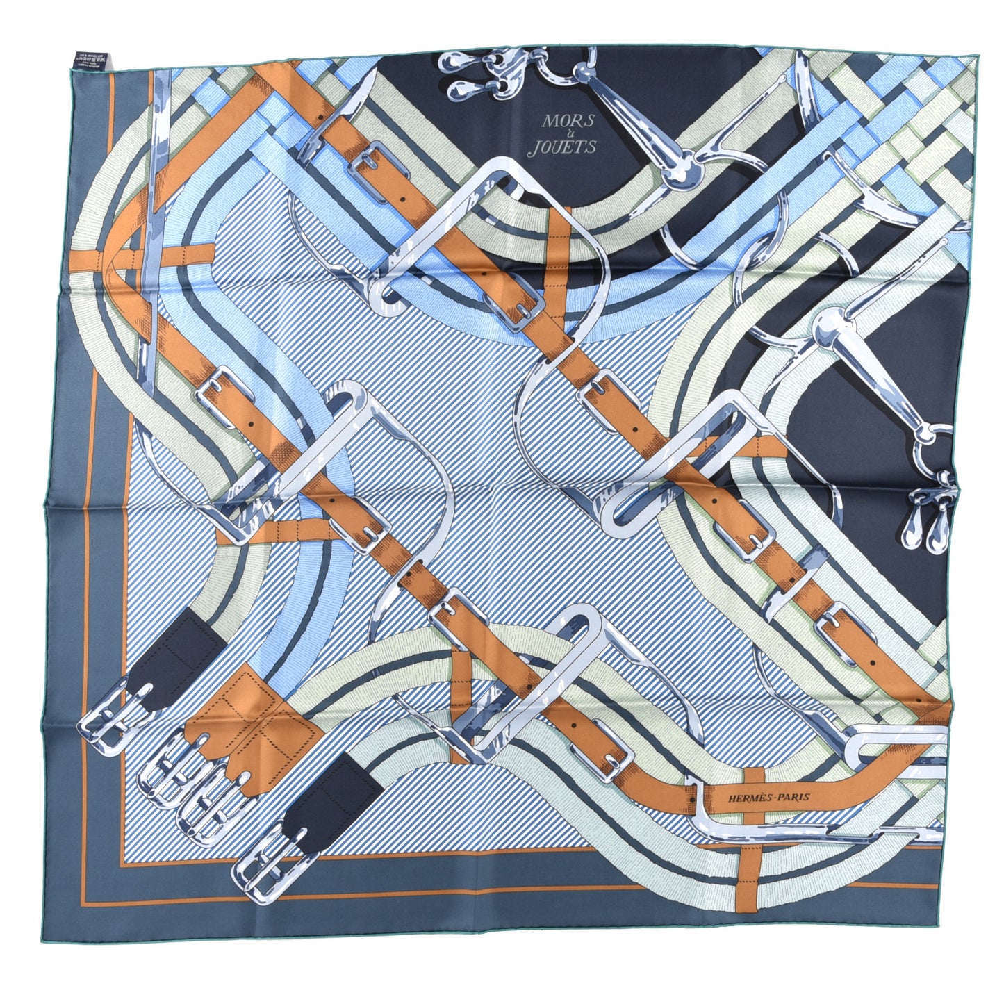 Silk Mors A Jouets Chemise Scarf 90 Petrole Vert Amande Ciel