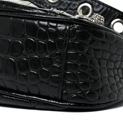 Balenciaga Extra Supple Calfskin Crystal Crocodile Embossed Le Cagole Shoulder Bag XS Black 10 of 10