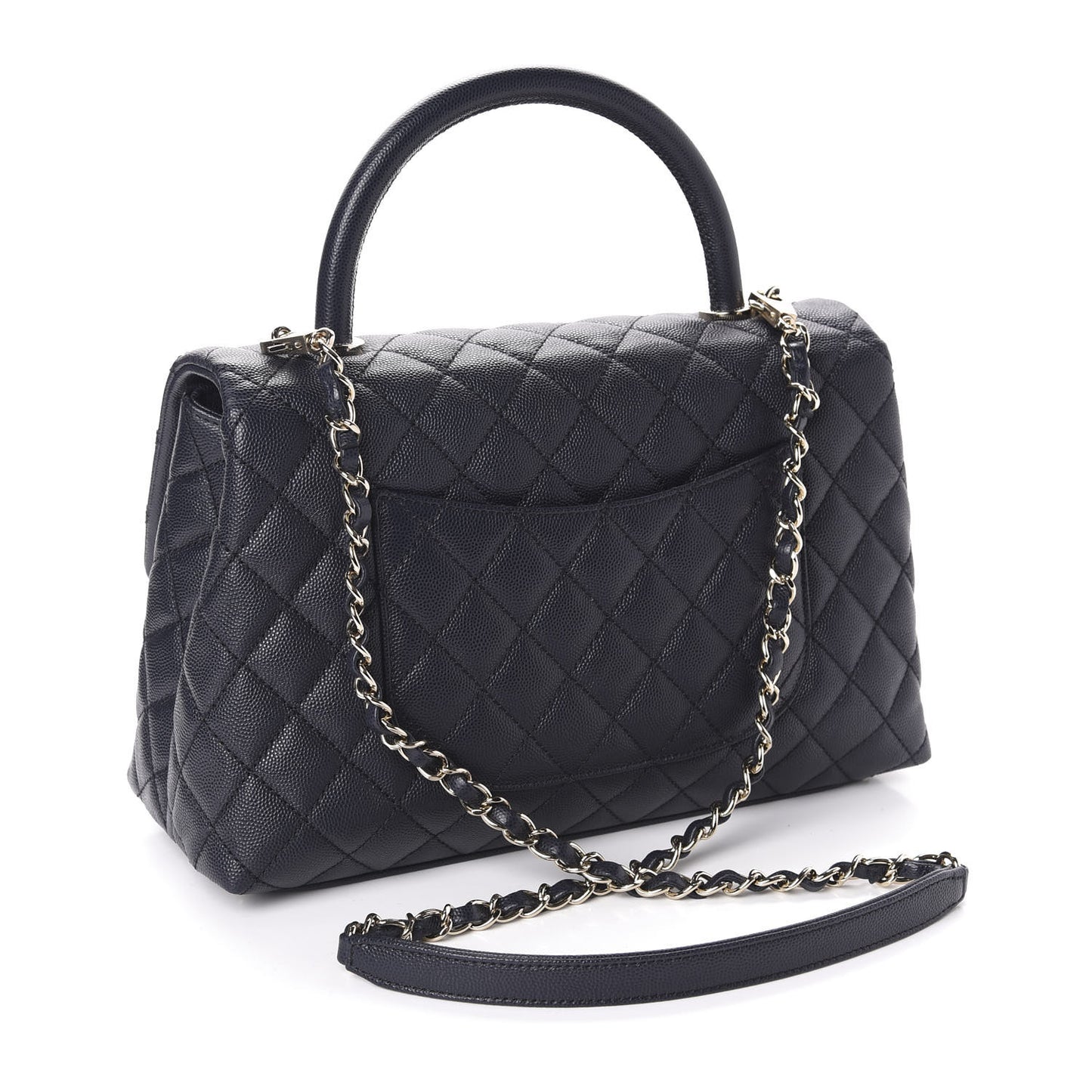 Caviar Quilted Small Coco Handle Flap Navy