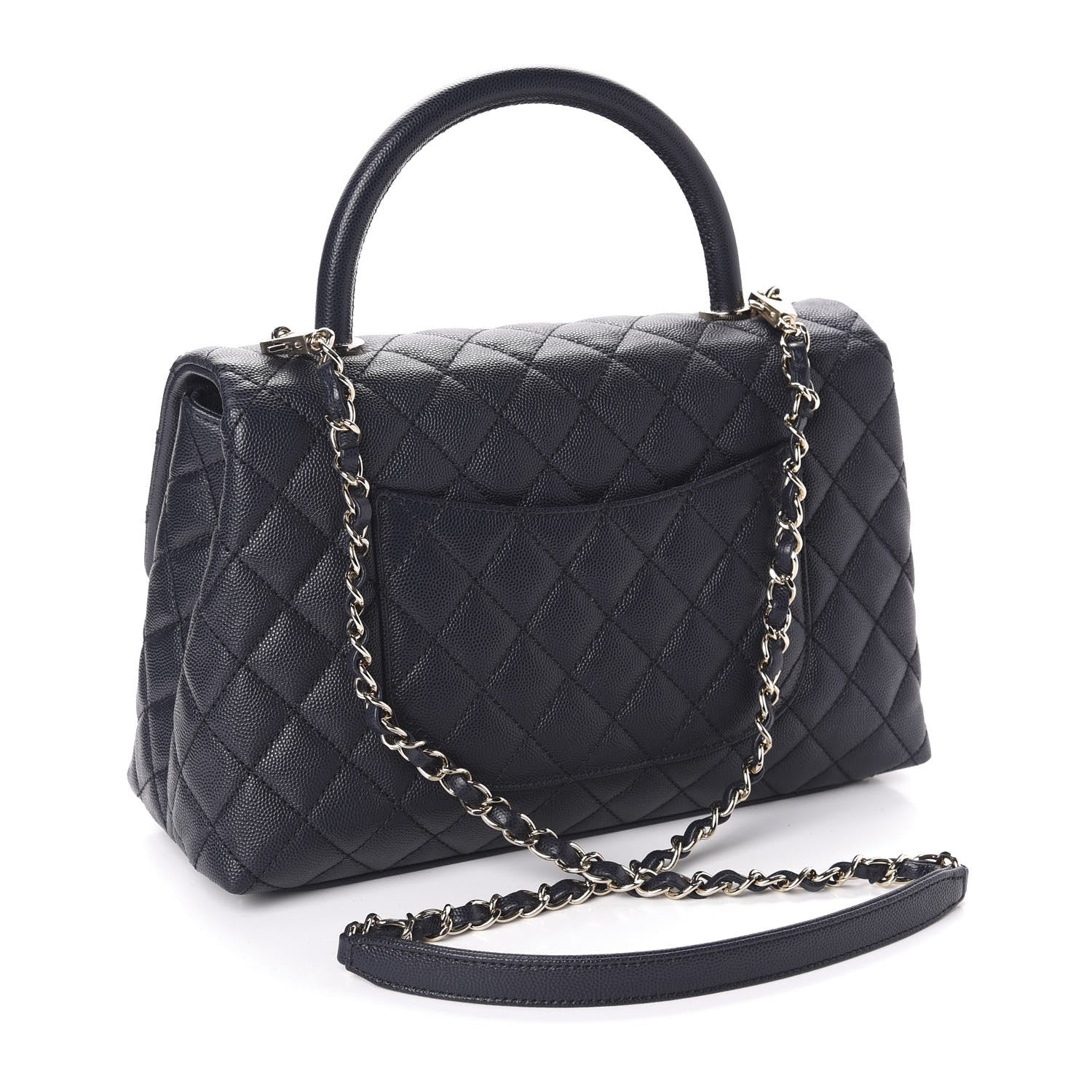 Chanel Caviar Quilted Small Coco Handle Flap Navy 3 of 11