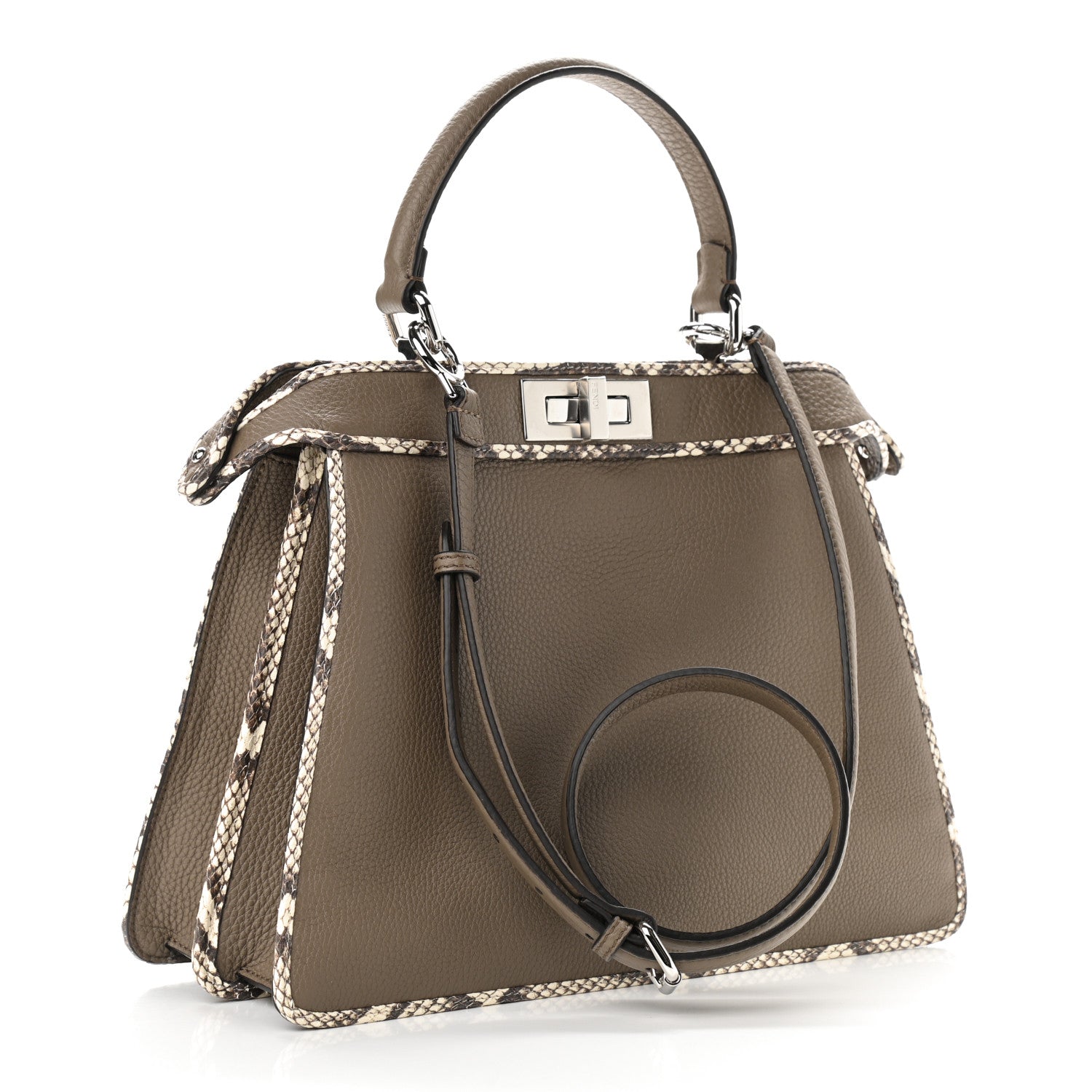 Fendi Cuoio Romano Elaphe Chamois Python Print Medium Peekaboo I SEE U Satchel Tartufo 2 of 8