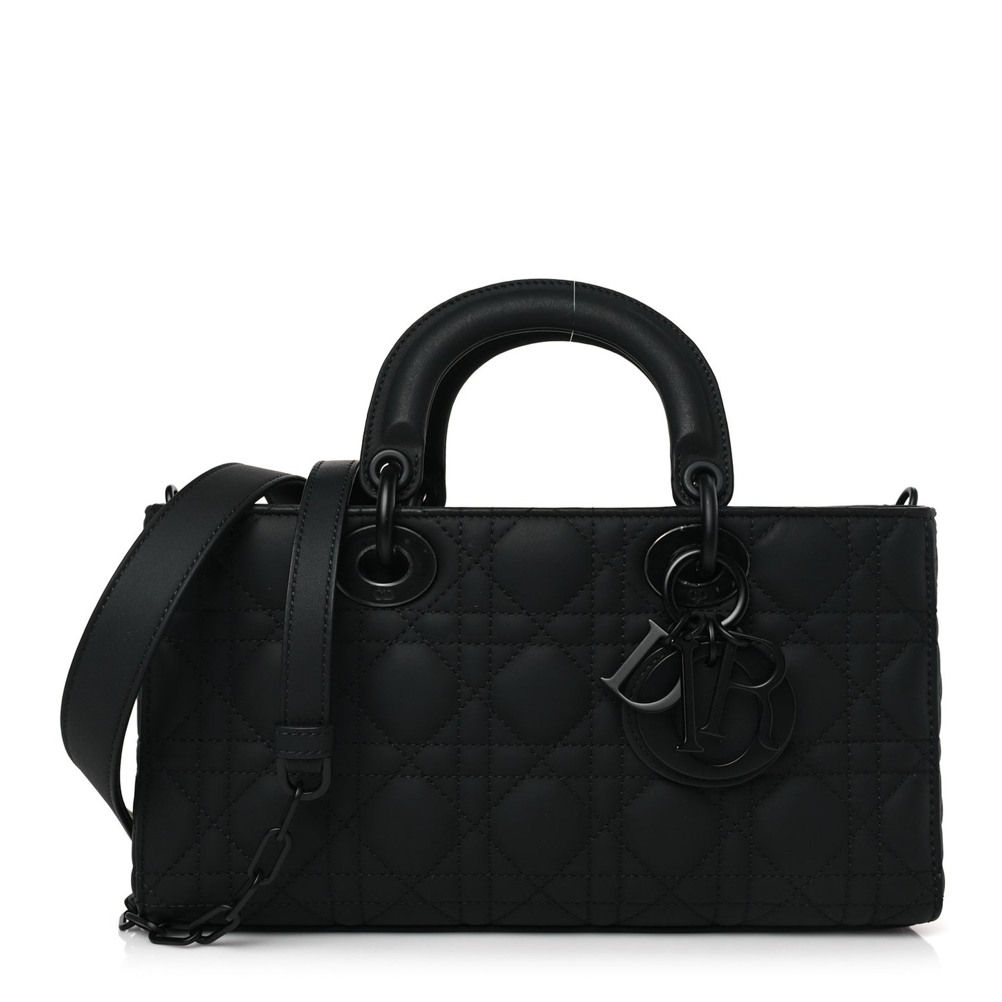 Ultra Matte Calfskin Cannage Medium Lady D-Joy Black
