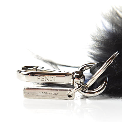 Fendi Tech Twill Calfskin Fox Mink Goat Fur Karlito Backpack Charm Black Multicolor 4 of 8