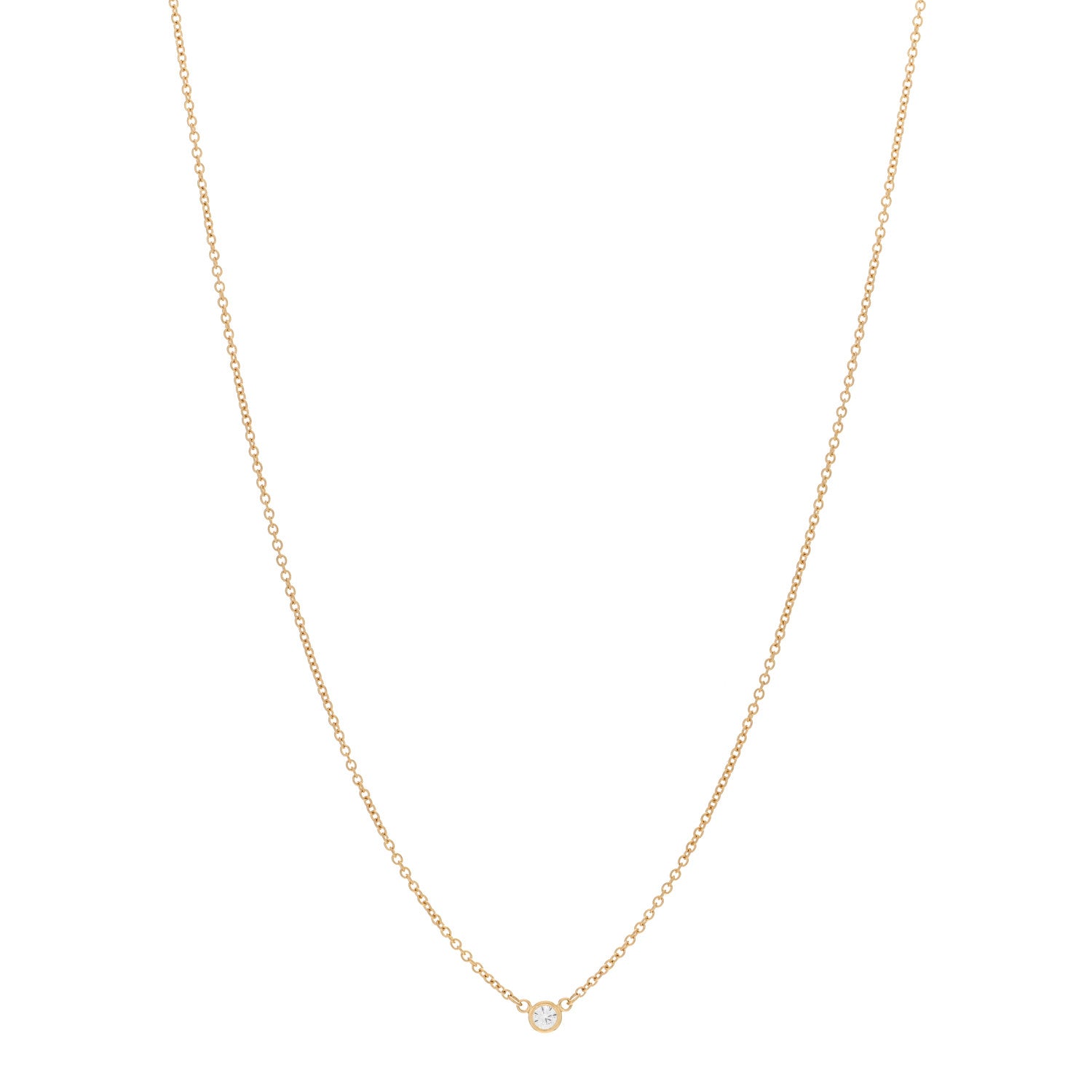 Tiffany 18K Yellow Gold Diamond .05ct Elsa Peretti Diamonds by the Yard Pendant Necklace 1 of 4