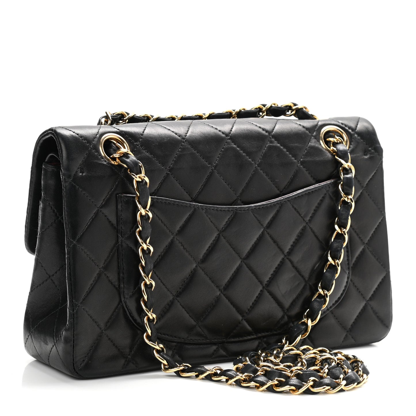 Lambskin Quilted Small Double Flap Black