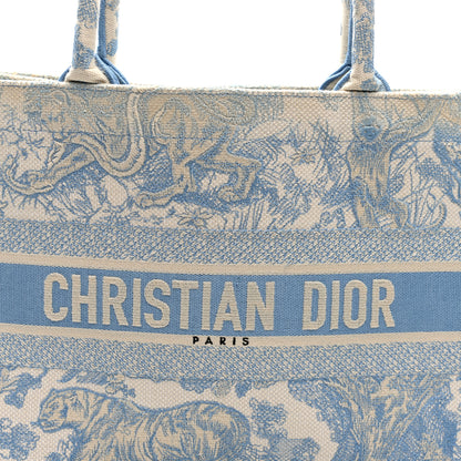 Christian Dior Canvas Embroidered Medium Dioriviera Toile De Jouy Book Tote Light Blue 7 of 9