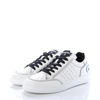 Chanel Calfskin Womens Logo Sneakers 39 White Black 3 of 11