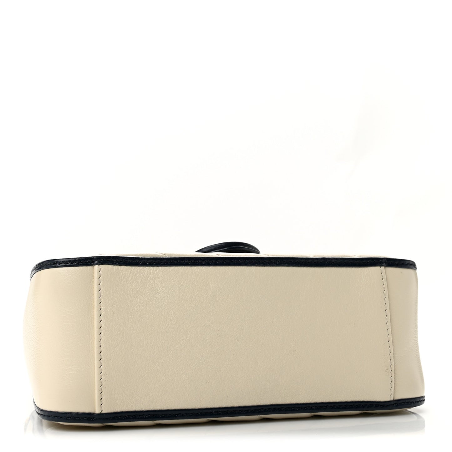 Vintage Effect Calfskin Matelasse Diagonal Mini Torchon GG Marmont Top Handle Shoulder Bag Mystic White Blue Agata