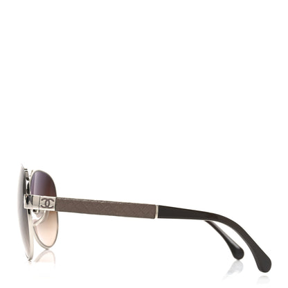 Chanel Lambskin Quilted CC Aviator Sunglasses 4195-Q-A Brown 3 of 7