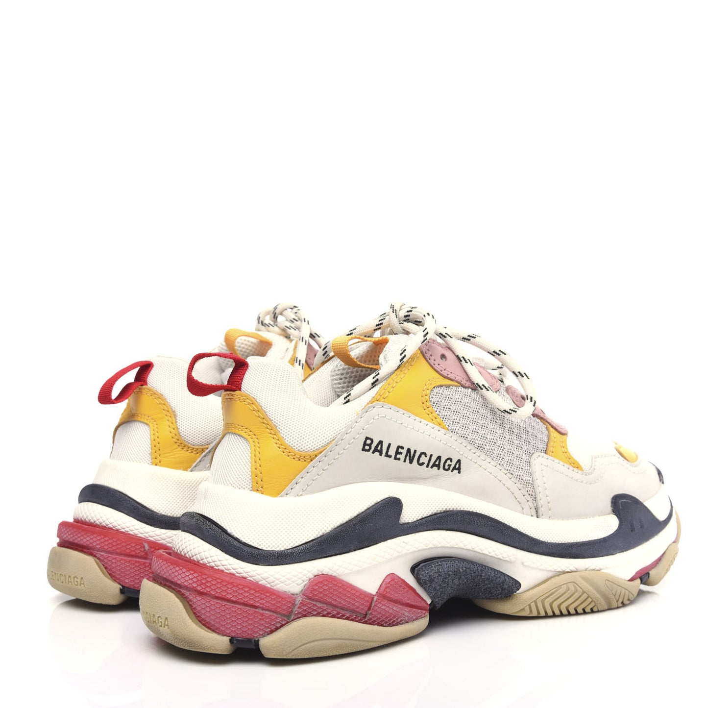 Mesh Nubuck Womens Triple S Sneakers 36 White Gris Jaune Rose
