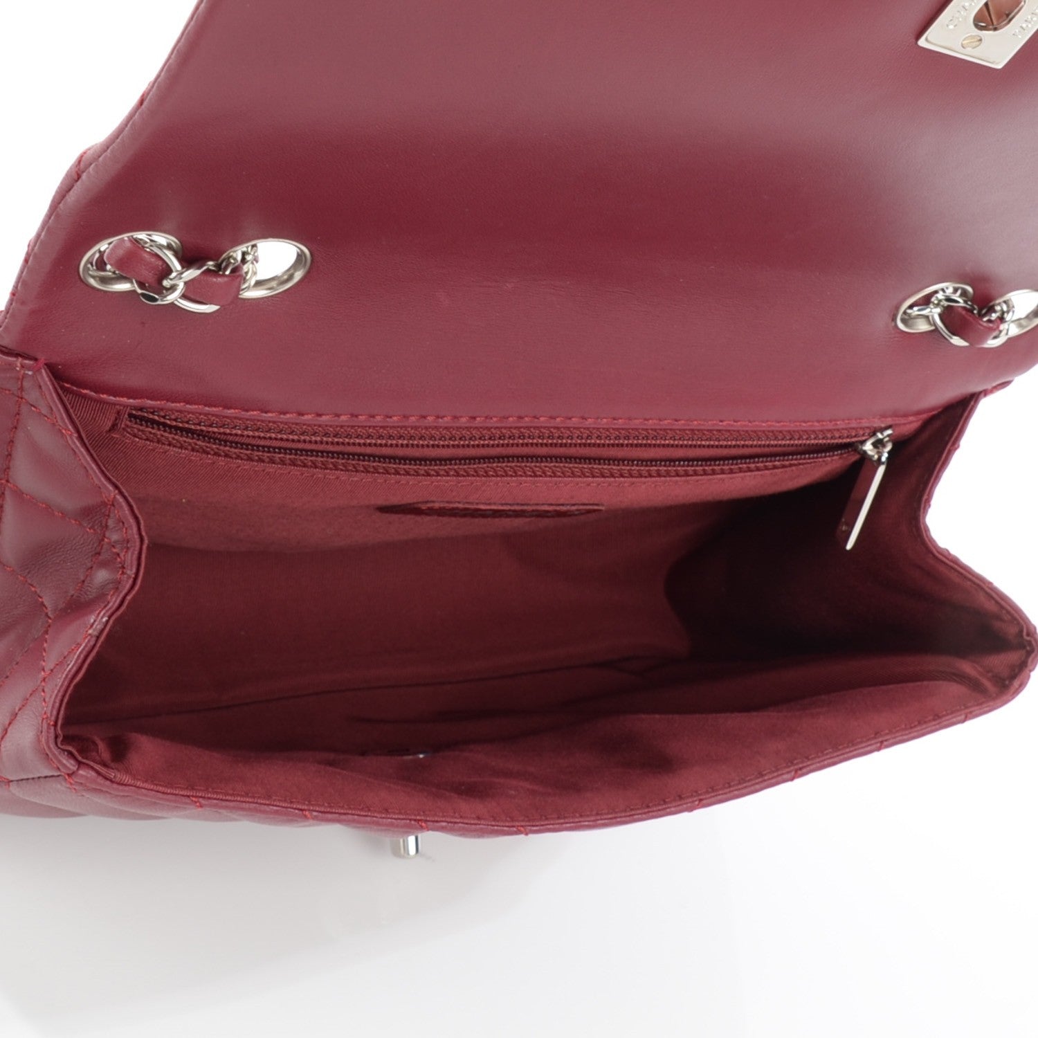 Chanel Lambskin Surpique Chevron Medium Single Flap Dark Red 5 of 8