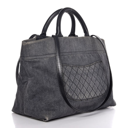Chanel Denim Quilted CC Tote Blue 4 of 13