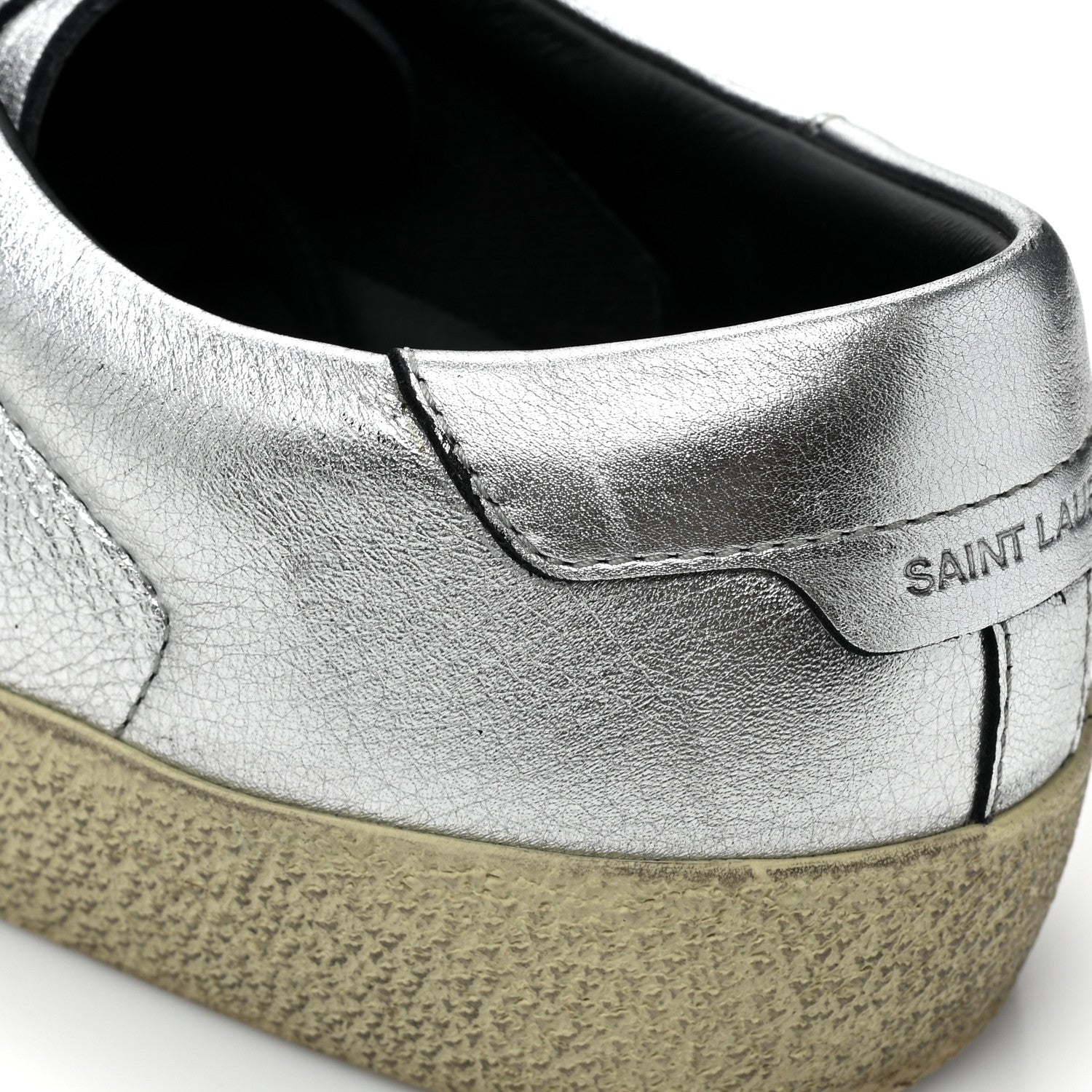 Saint Laurent Metallic Calfskin Womens Court Classic Sneakers 38.5 Silver 13 of 13