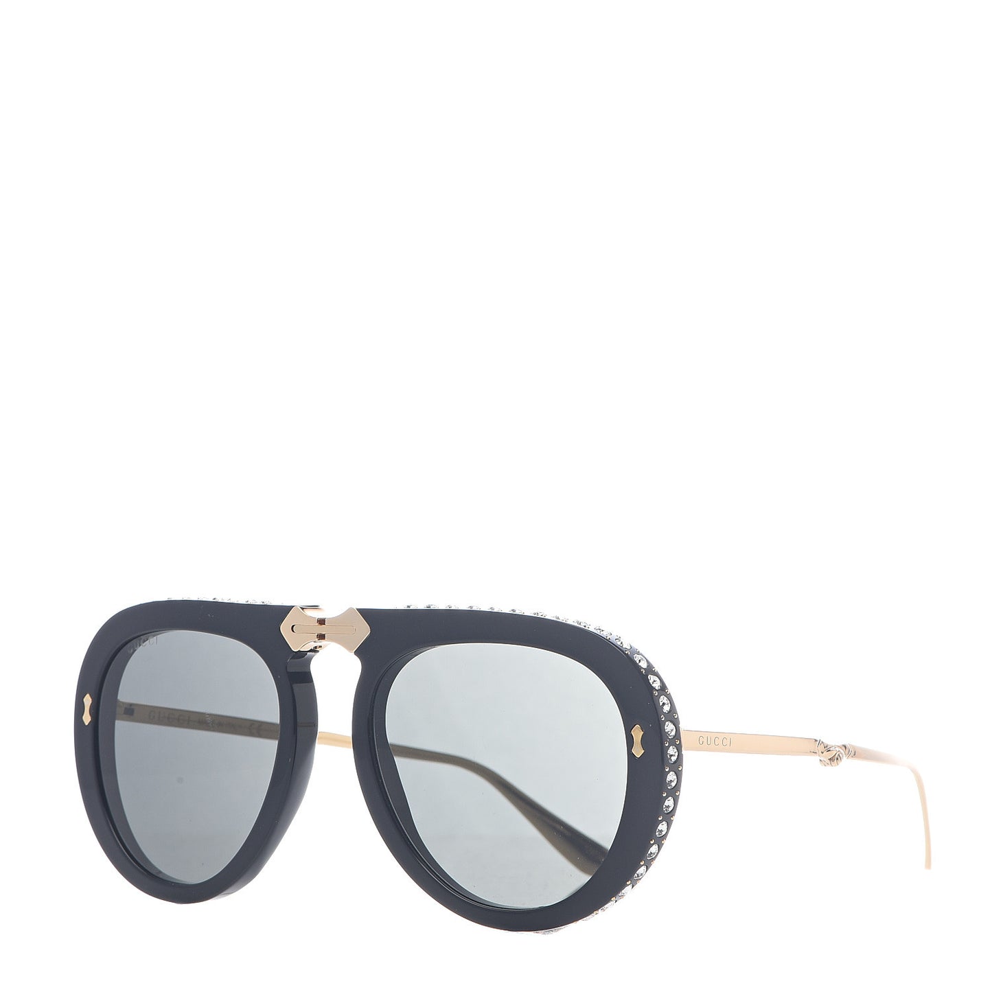Acetate Crystal Foldable Aviator Sunglasses GG0307S Black