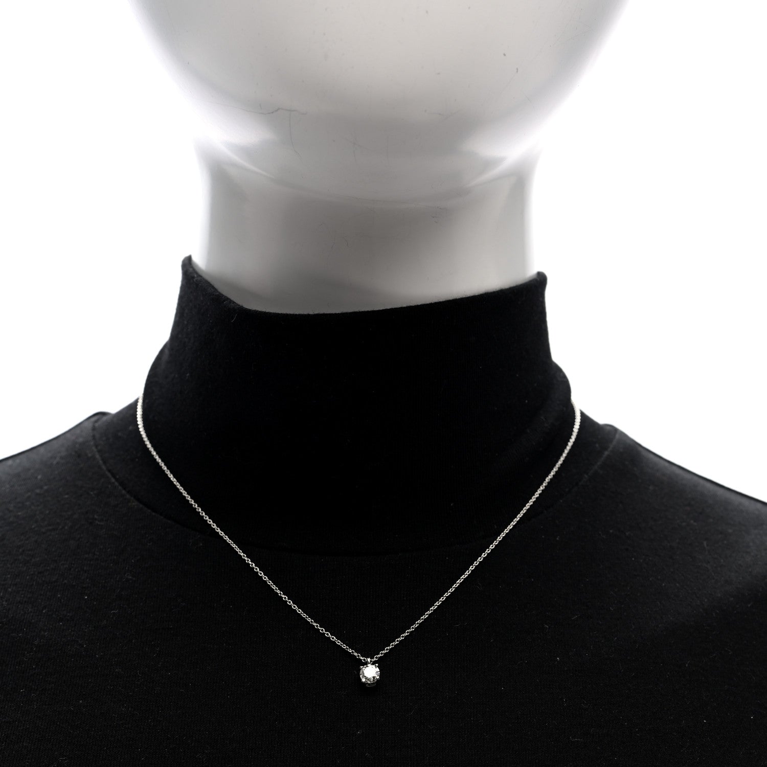 Tiffany Platinum Diamond .33ct Solitaire Pendant Necklace 2 of 4
