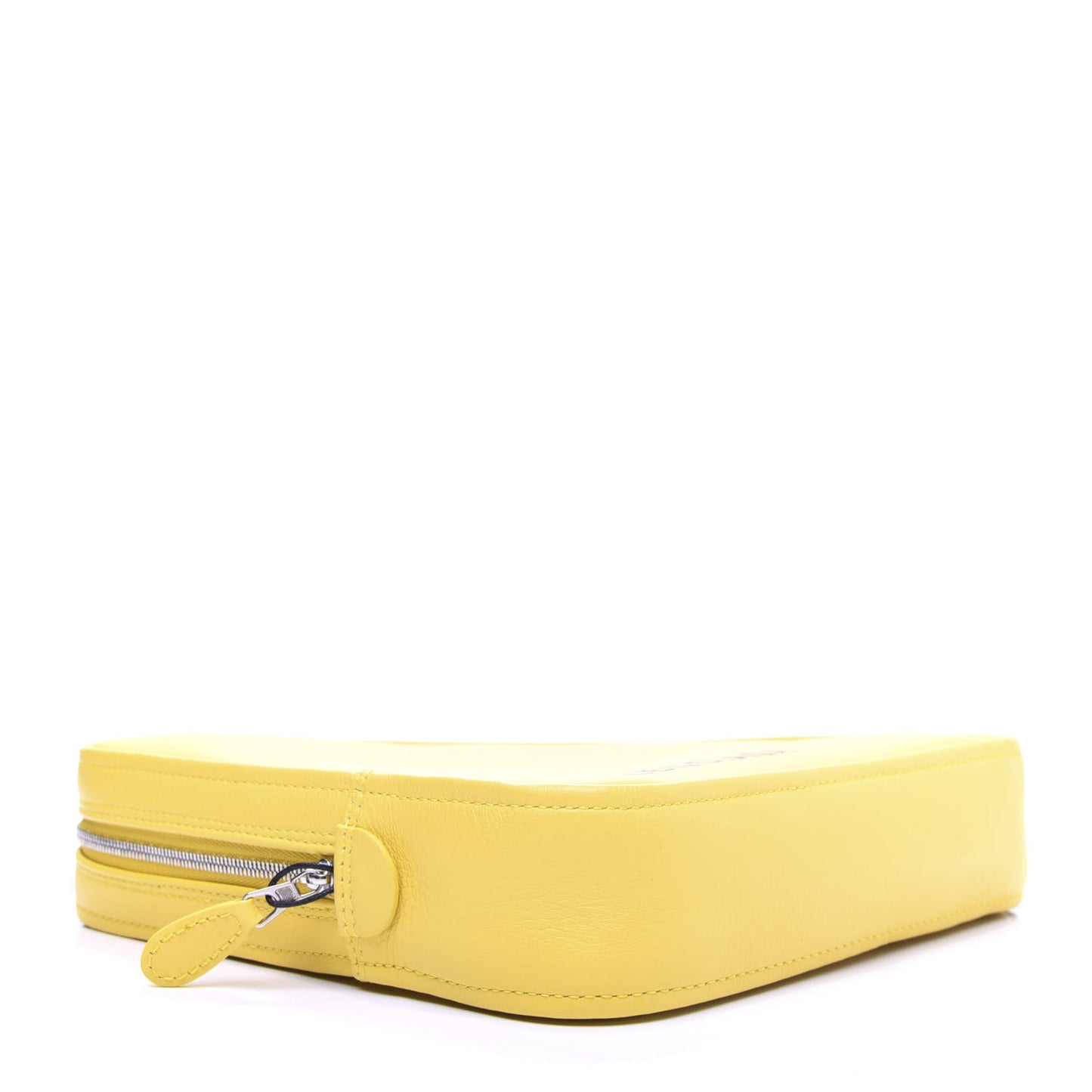 Shiny Day Calfskin Logo M Triangle Pouch Jaune Black