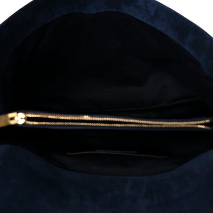 Saint Laurent Suede Mixed Matelasse Triquilt Large Monogram Envelope Satchel Navy Blue 5 of 17