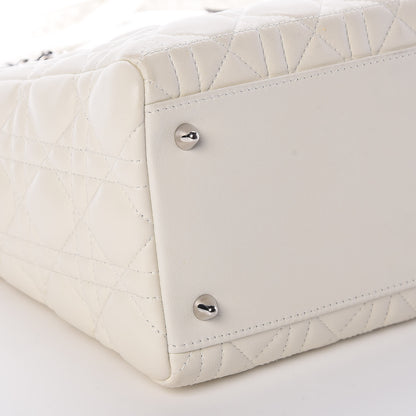 Christian Dior Lambskin Cannage Ruffle Trim Medium Lady Dior Off White 7 of 8