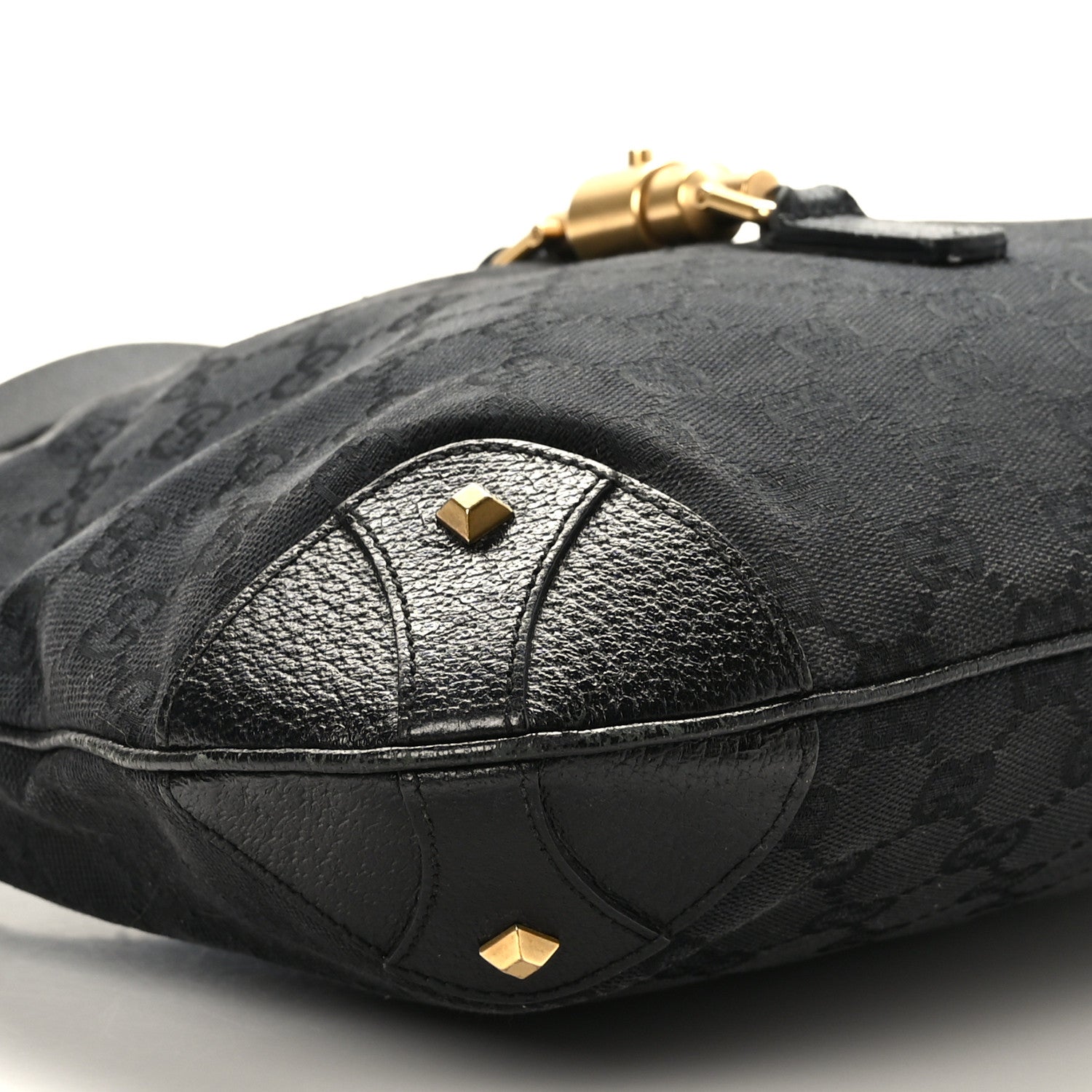 Gucci Monogram Piston Lock Jackie O Hobo Black 8 of 9