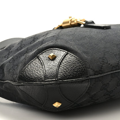 Gucci Monogram Piston Lock Jackie O Hobo Black 8 of 9