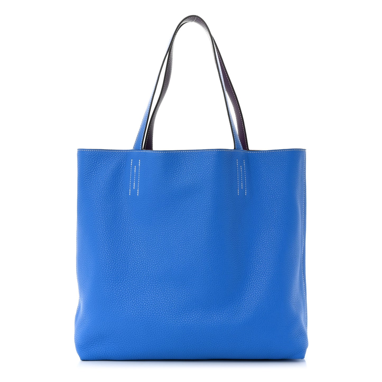 Taurillon Clemence Double Sens 45 Reversible Tote Bleu Zanzibar Ultraviolet