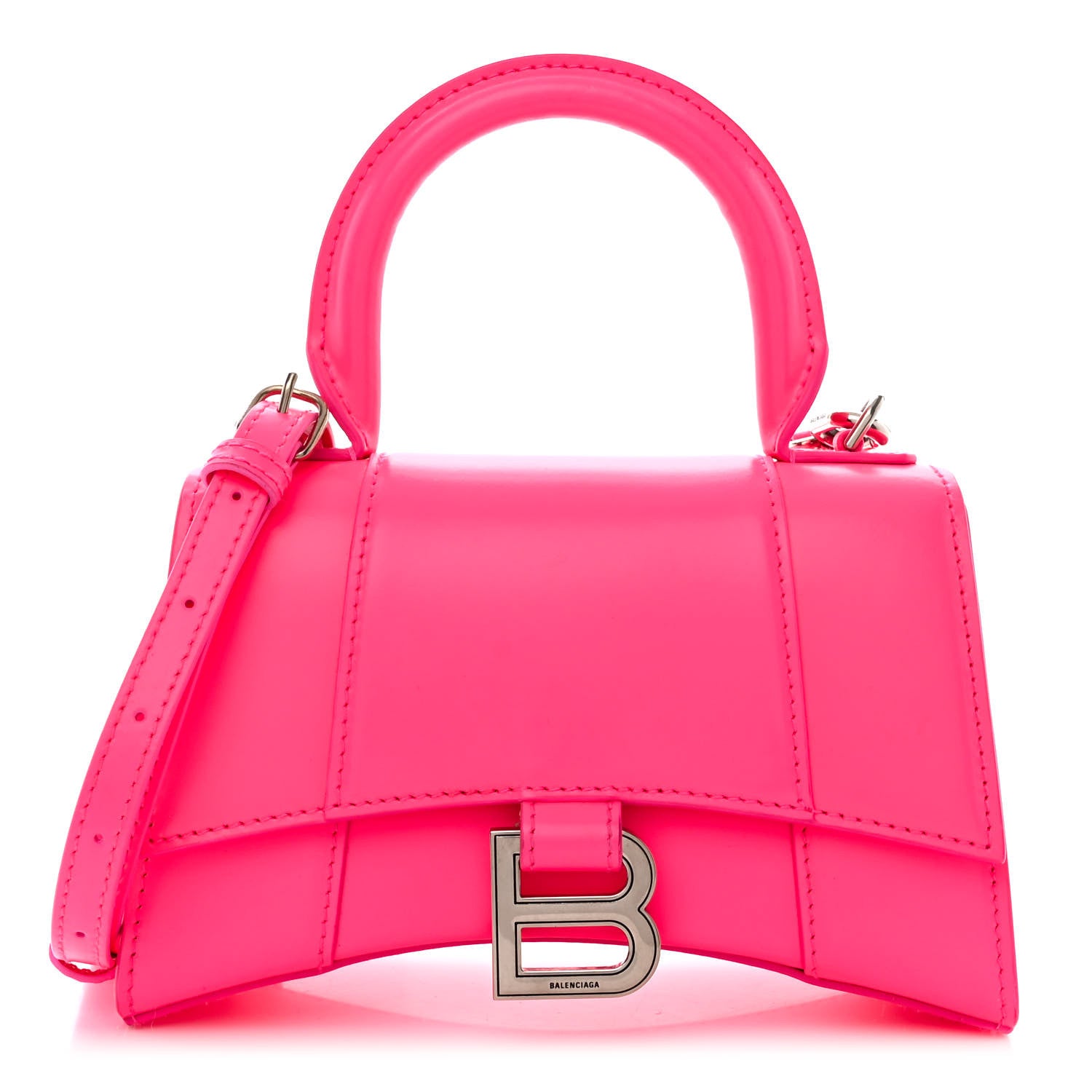 Balenciaga Shiny Box Calfskin Hourglass Top Handle Bag XS Hot Pink 1 of 13