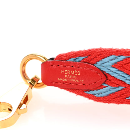Hermes Toile Swift 25mm Sangle ZigZag Shoulder Strap Rouge de Coeur Bleu du Nord 4 of 6