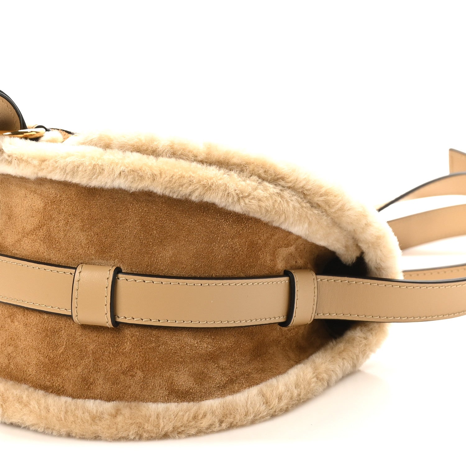 Chloe Suede Calfskin Shearling Small Marcie Saddle Bag Summery Beige 9 of 9