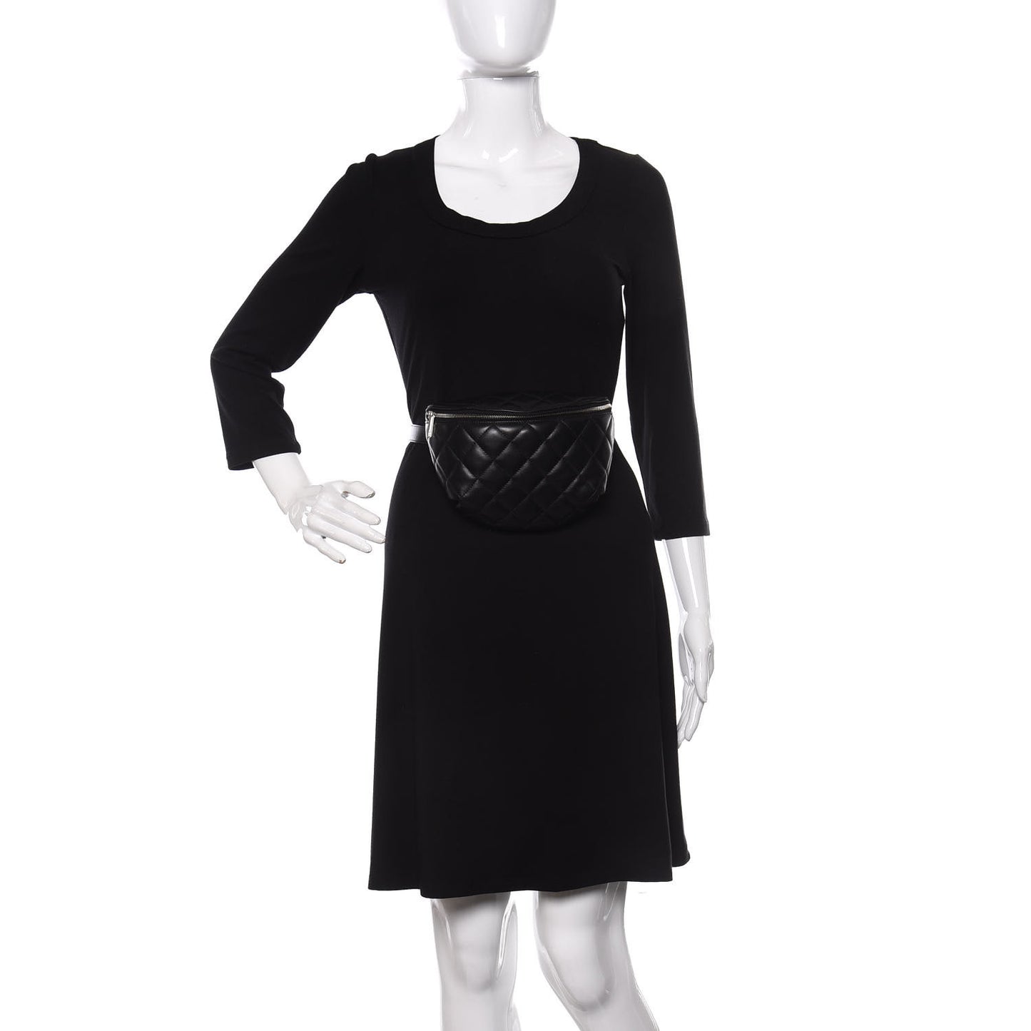 Lambskin Quilted Waist Belt Bag Black