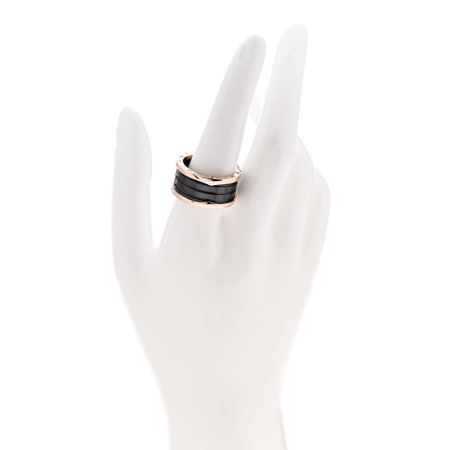18K Rose Gold Black Ceramic B.Zero1 Four-Band Ring 60 9