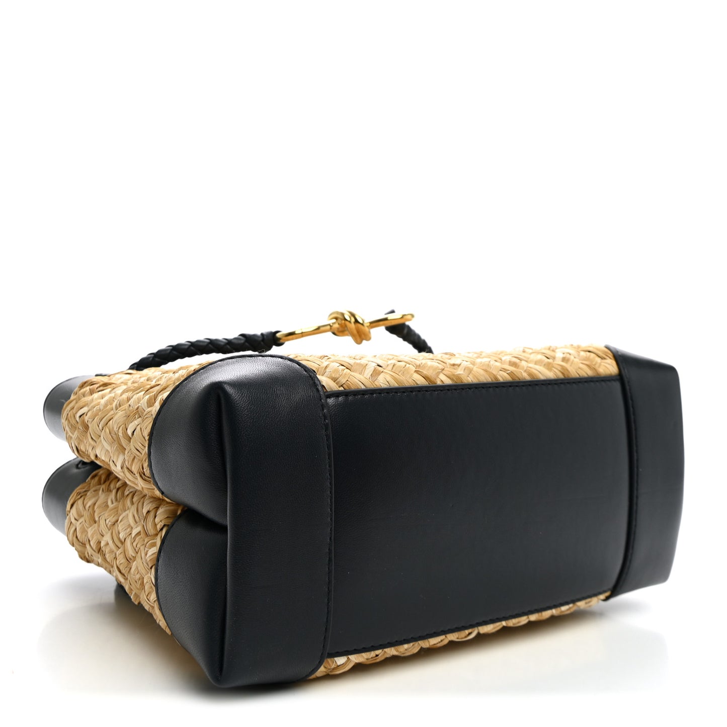 Raffia Lambskin Intrecciato Small Andiamo Shoulder Bag Natural Midnight