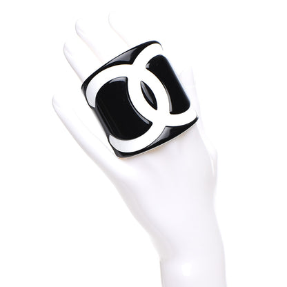 Chanel Resin CC Wide Cuff Black White 2 of 5