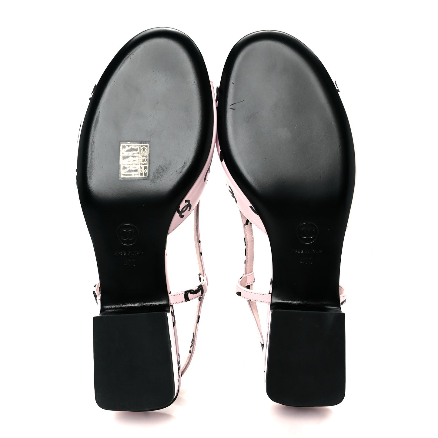 Printed Lambskin Coco Beach Sligback Sandals 40 Light Pink Black