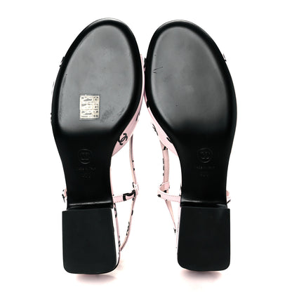 Chanel Printed Lambskin Coco Beach Sligback Sandals 40 Light Pink Black 10 of 22