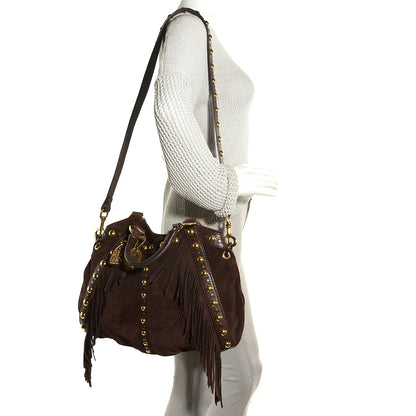 Gucci Suede Fringe Medium Babouska Tote Dark Brown 2 of 8